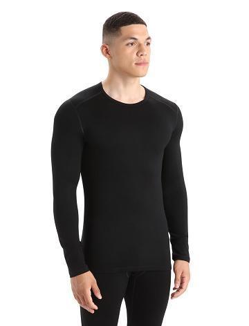 Black Men's Icebreaker Merino 260 Tech Long Sleeve Crewe Thermal Top Base Layers | USA 1398CTVE